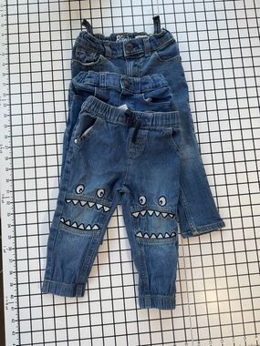 Boys Blue Denim Monster Pocket Joggers